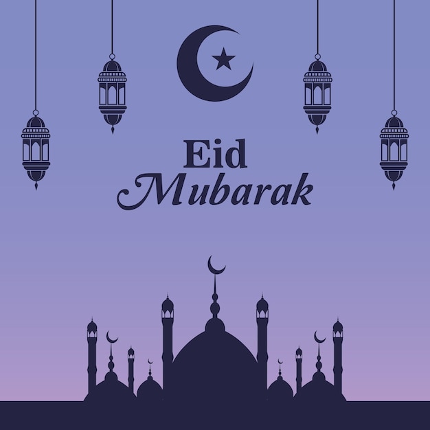 Fondo de eid mubarak con diseño de mezquita