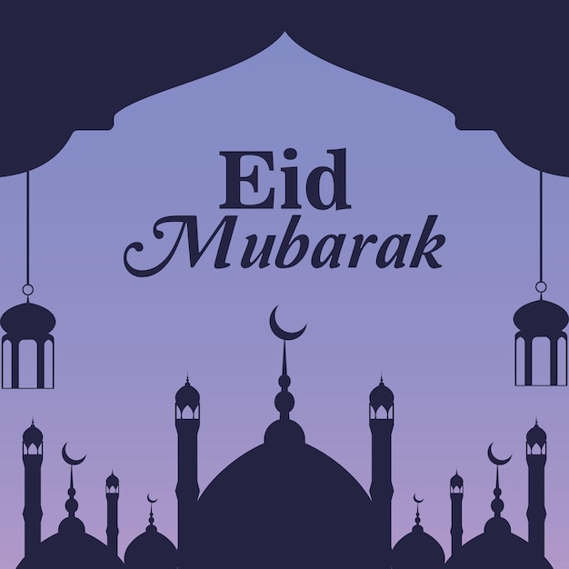 Fondo de eid mubarak con diseño de mezquita