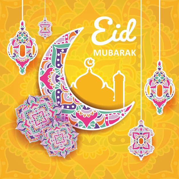 Fondo de eid mubarak con ornamento de la mandala