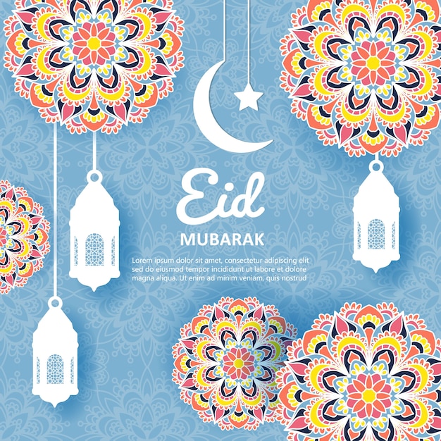 Fondo de Eid Mubarak con ornamento de mandala