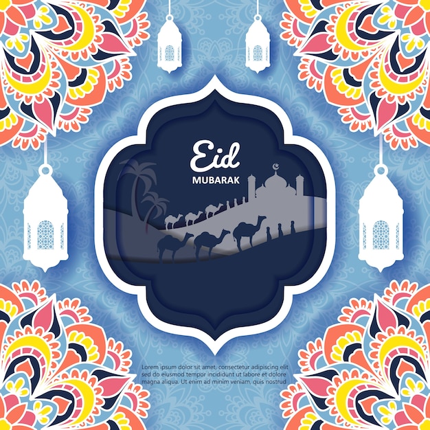 Fondo de Eid Mubarak con ornamento de mandala