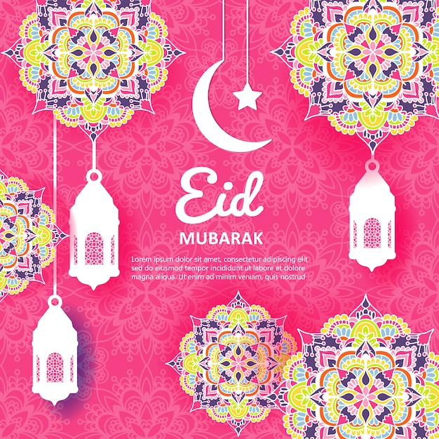 Fondo de Eid Mubarak con ornamento de mandala