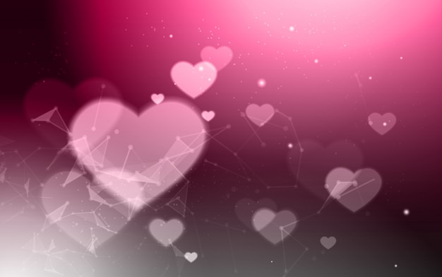 Vector el fondo elegante del día de tarjetas del día de san valentín borroso bokeh el corazón rosado forma moderno