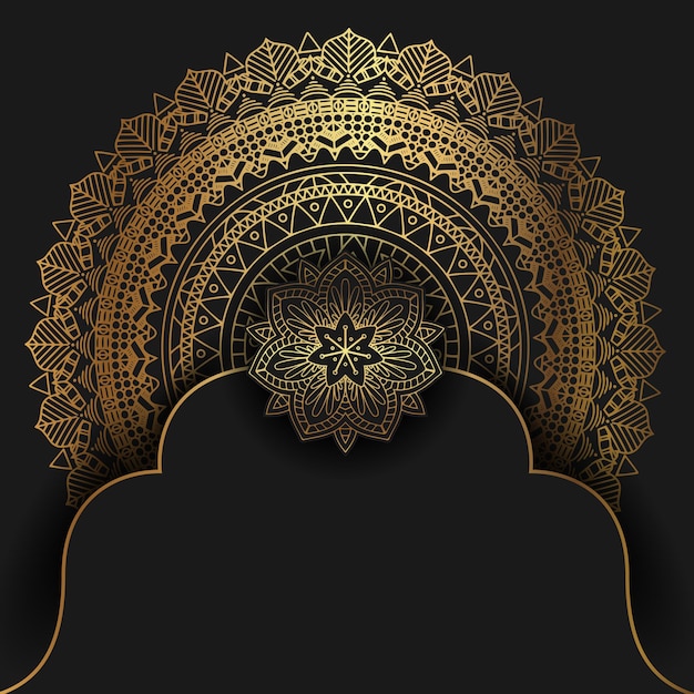 Fondo elegante con diseño decorativo de mandala de oro