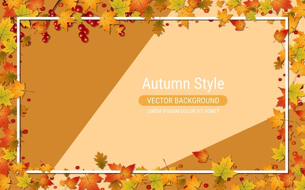 Vector fondo elegante estilo otoño con hojas de colores
