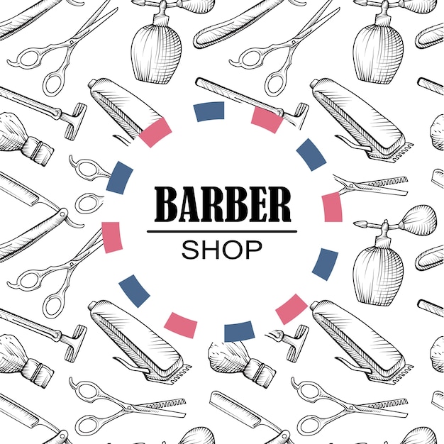 Fondo con elementos de barbería | Vector Premium