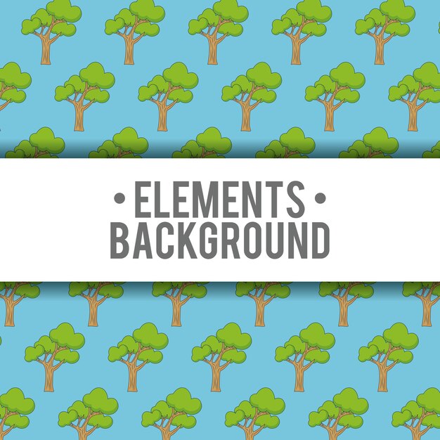 Fondo de elementos con el icono de planta de árbol