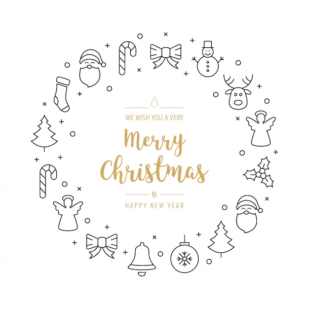 Fondo de elementos de Navidad saludo guirnalda iconos aislado