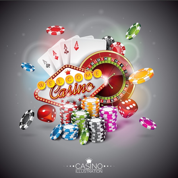 Vector fondo con elementos realistas de casino