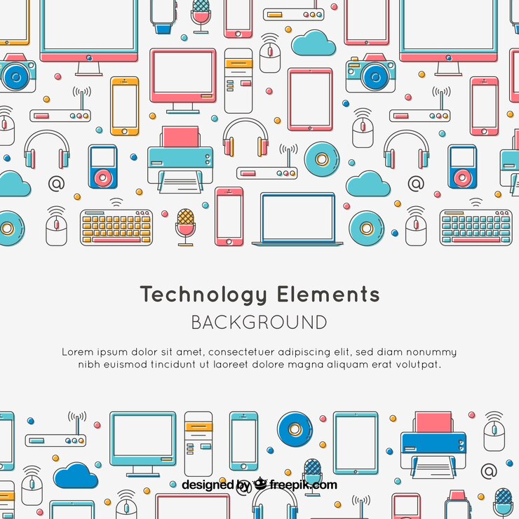 Vector fondo de elementos de tecnología en estilo plano