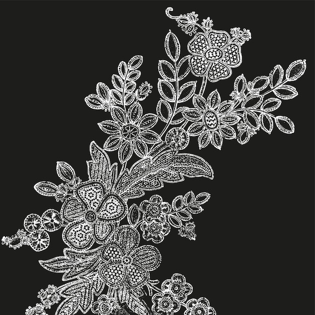Fondo de encaje, flores ornamentales. Diseño de textura vectorial, lencería y joyería. Su invitación ca