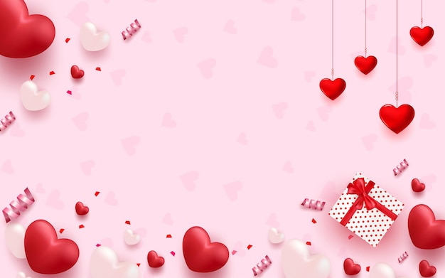 Fondo encantador del día de san valentín con corazones