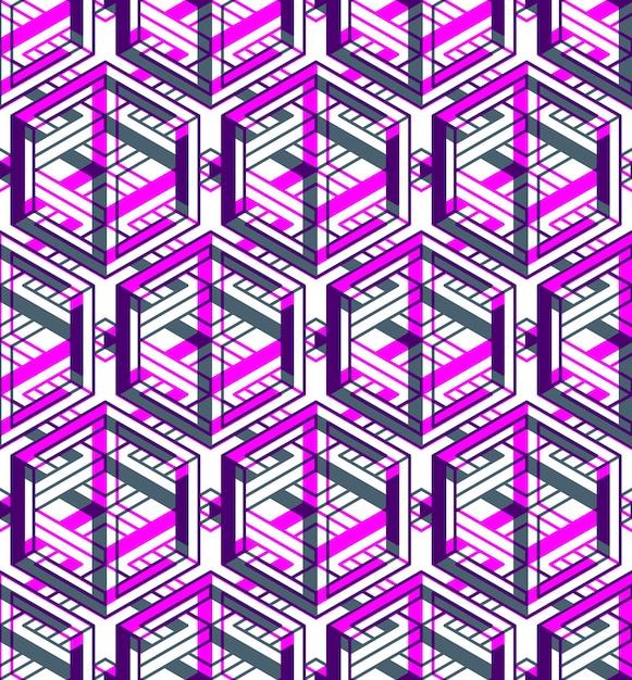 Fondo EPS10 abstracto contemporáneo sin fin, patrón repetido tridimensional. Ornamento transparente entrelazado gráfico decorativo.