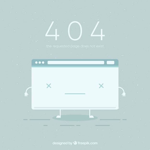 Fondo de error 404 con página rotaen estilo plano