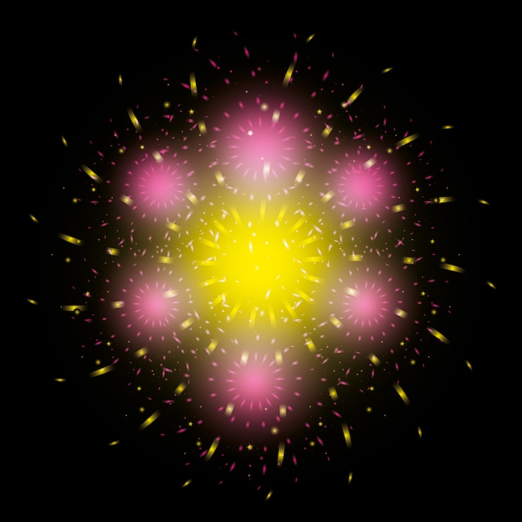 Vector fondo de escena de celebración de fuegos artificiales