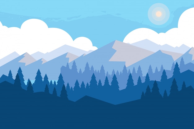 Fondo de escena montañosa del paisaje