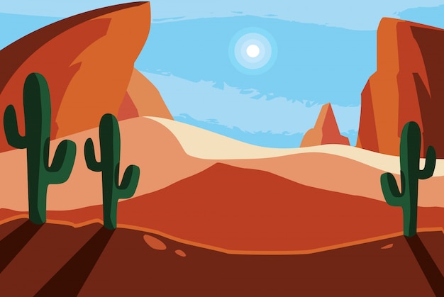 Vector fondo de escena de paisaje desértico