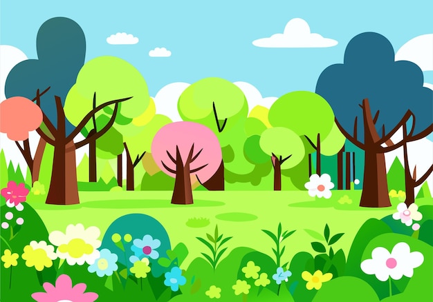 fondo de la escena del parque natural vectorial
