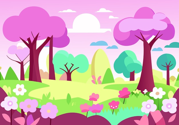 fondo de la escena del parque natural vectorial