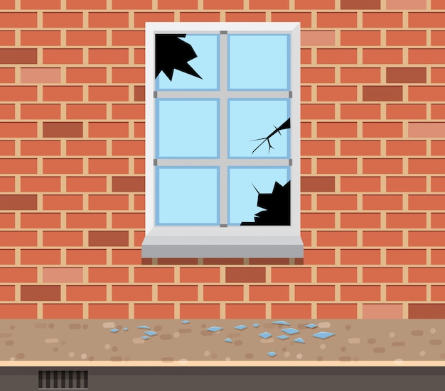 Fondo de escena de ventana rota