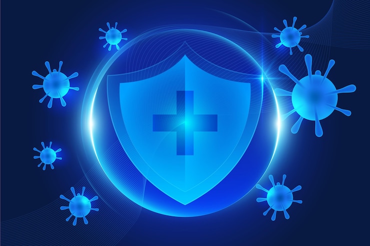 Vector fondo de escudo de protección de coronavirus