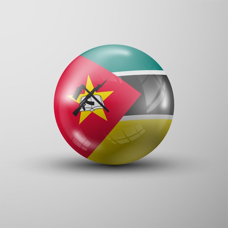 Vector fondo de esfera 3d con la bandera de mozambique
