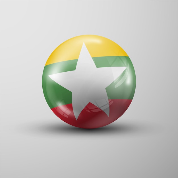 Fondo de esfera 3d con la bandera de Myanmar
