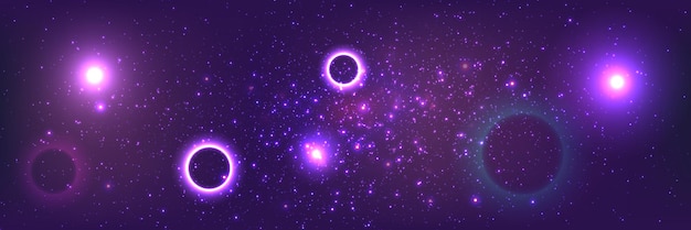 El fondo espacial con estrellas brillantes un destello de luz una explosión de partículas