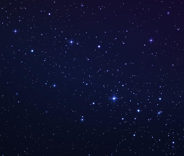 Fondo espacial con estrellas brillantes Noche estrellada con estrellas brillantes en el cielo degradado