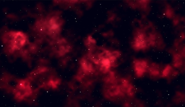 Fondo espacial fantástica vista exterior con estrellas brillantes realistas y cúmulo de nubes de gas. universo con nebulosas, galaxias y cúmulos estelares. infinitos espacios abiertos cósmicos. ilustración vectorial