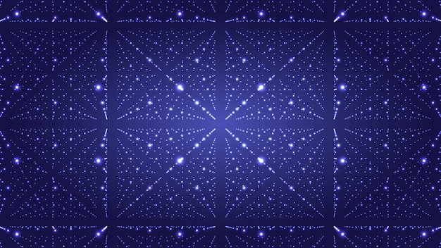 Fondo espacial infinito futurista Concepto de universo con polvo estelar telón de fondo galáctico que consiste en puntos brillantes en movimiento Ilustración vectorial