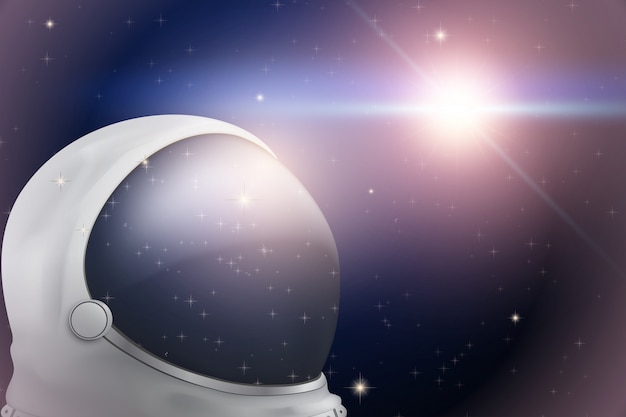 Vector fondo del espacio con casco de astronauta