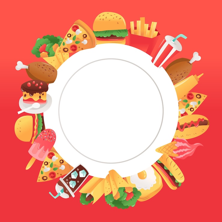 Vector fondo de espacio de copia de comida rápida súper divertido