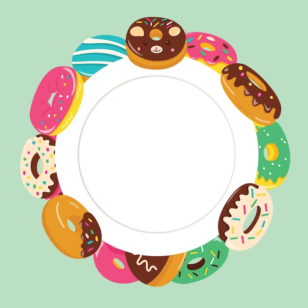 Vector fondo de espacio de copia de plato de donuts de dibujos animados