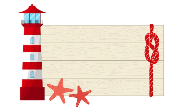 Vector fondo de espacio de copia vectorial en tonos de gris y rojo con estrella de mar y torre de faro