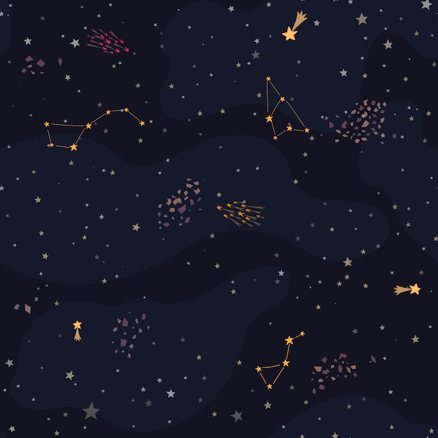 Vector fondo de espacio con estrellas brillantes