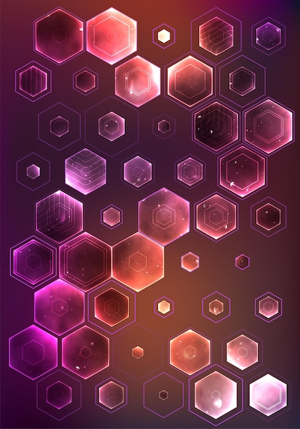 Fondo de espacio vectorial con hexágonos y reflejos brillantes