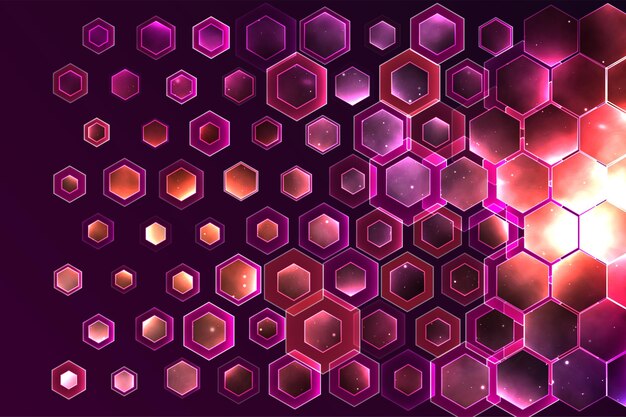 Fondo de espacio vectorial con hexágonos y reflejos brillantes