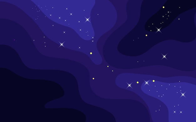 Fondo de espacio vectorial plantilla de estilo plano con estrellas en el espacio exterior