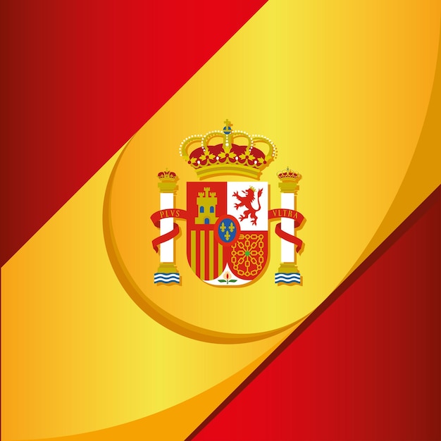 Fondo de España con su bandera y escudo ilustración vectorial
