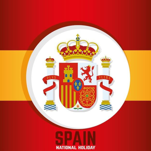 Vector fondo de españa con su bandera y escudo ilustración vectorial