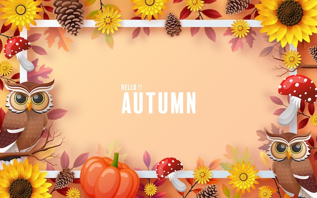 Fondo estacional de vacaciones de otoño con coloridas hojas de otoño