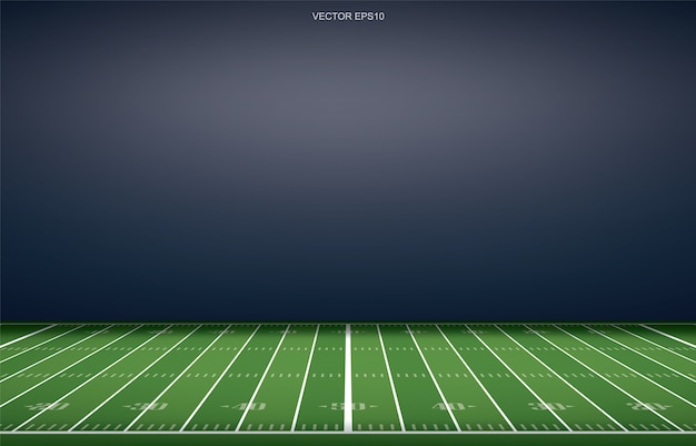 Fondo del estadio de fútbol americano con patrón de línea de perspectiva del campo de hierba