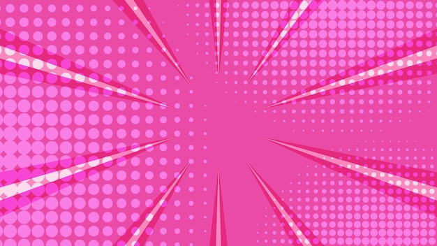 fondo de estallido de sol cómico rosa abstracto con decoración gráfica de puntos de medio tono