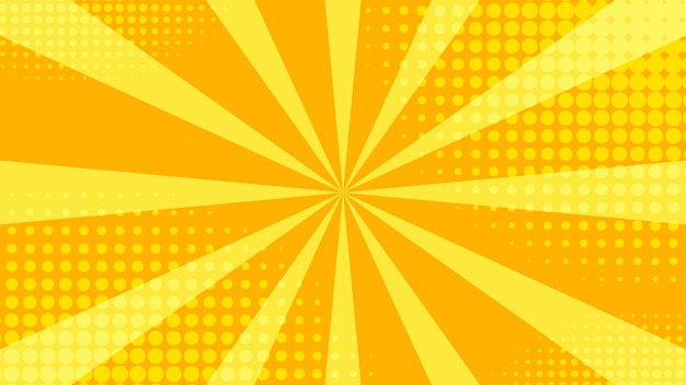 fondo de estallido de sol con decoración de patrón gráfico de punto de medio tono amarillo y naranja abstracto