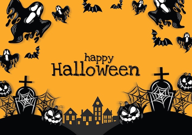El fondo del estandarte de Halloween con artículos de Halloween