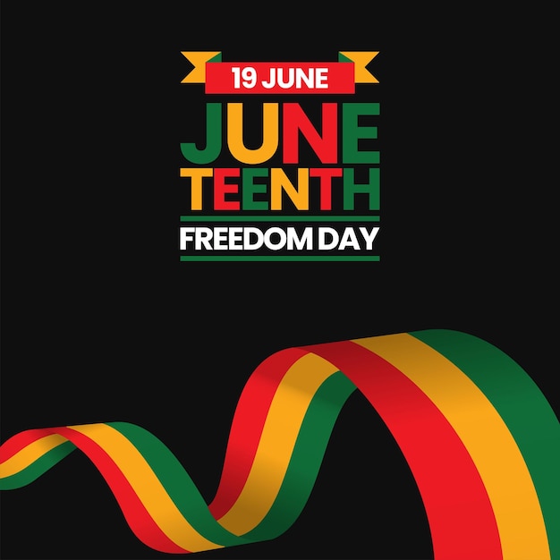 Fondo del estandarte de la Plaza del Día de la Libertad del 19 de junio con ilustración vectorial de la bandera ondeando