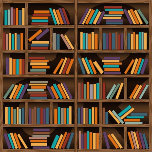 Vector fondo del estante del libro de la biblioteca