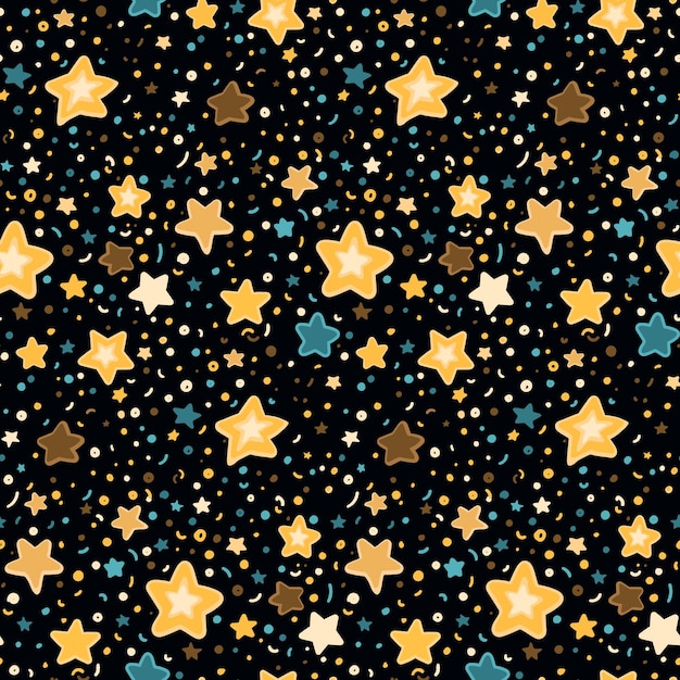 Vector el fondo estelar nocturno sin costuras doodle patrón de estrellas infantiles abstractas