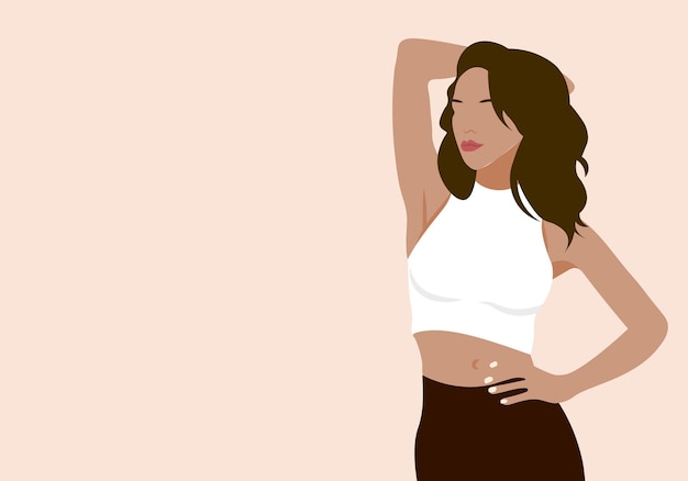 Vector fondo estético mujer moda cartel imprimir belleza concepto plano mínimo retrato